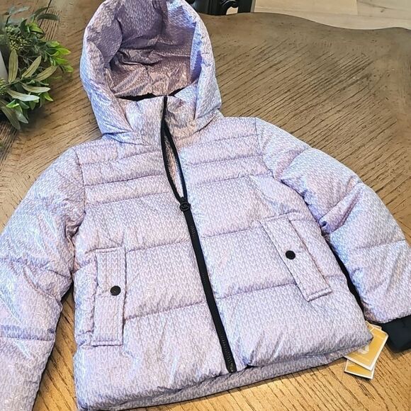 Michael Kors hooded puffer jacket size 7/8 Lilac NWT - Picture 1 of 14